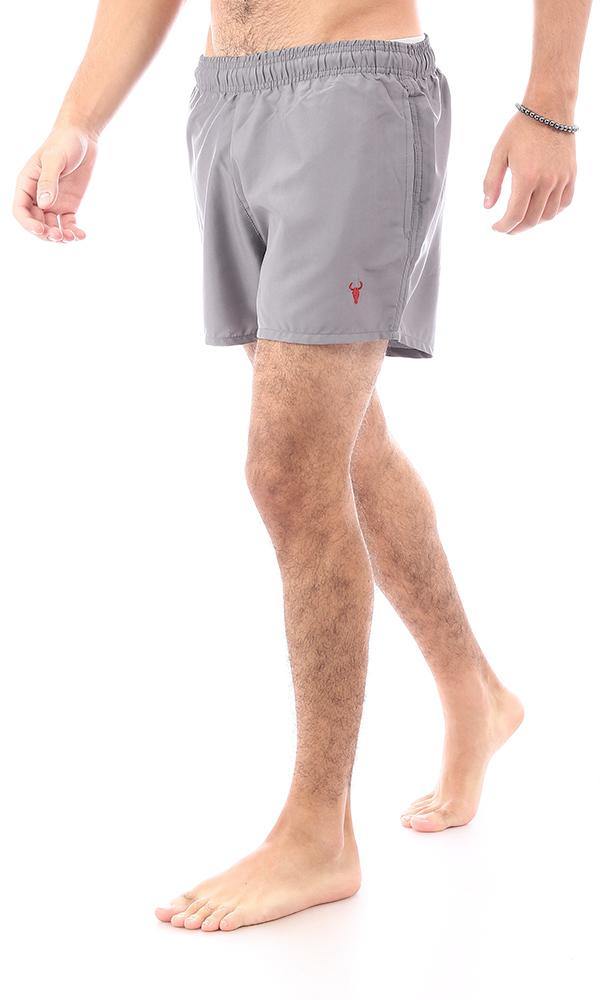 95675 Side Pockets Dark Grey Solid Swim Shorts - Image 2