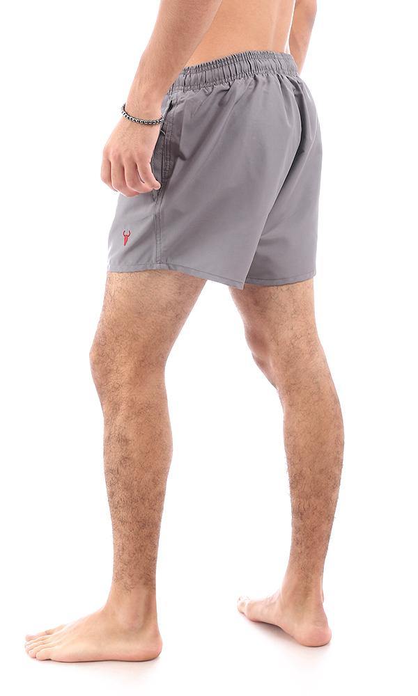 95675 Side Pockets Dark Grey Solid Swim Shorts - Image 3