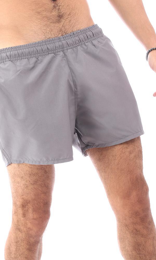 95675 Side Pockets Dark Grey Solid Swim Shorts - Image 4