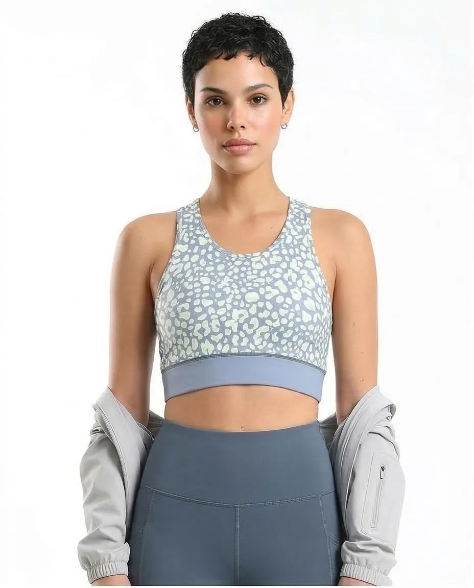 Ravin High-Impact Leopard Print Sports Bra with Racerback & Under-Bust Band - 98073