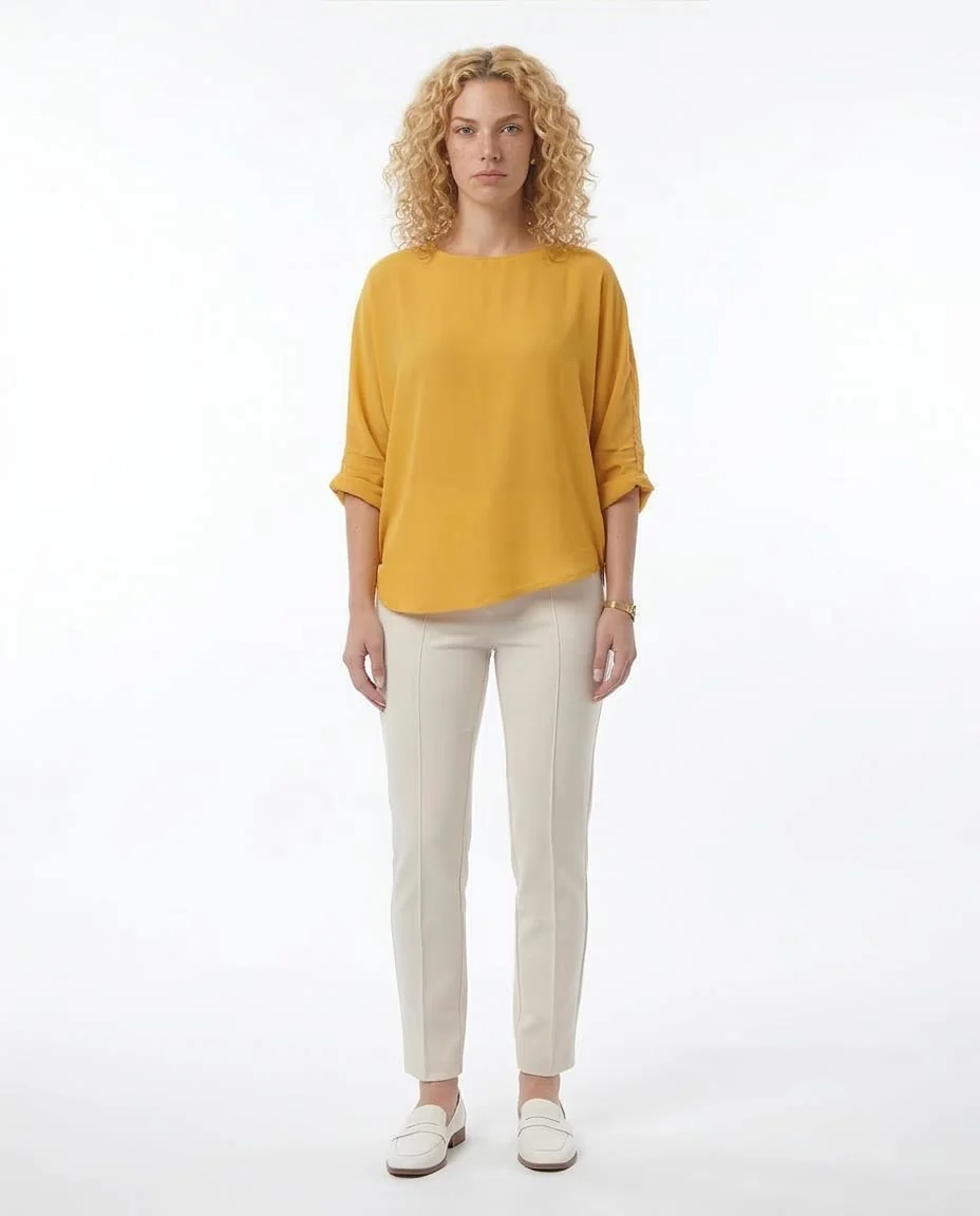 Ravin Women’s Batwing Sleeve Chiffon Blouse – Mustard Yellow - O168790 - Image 3
