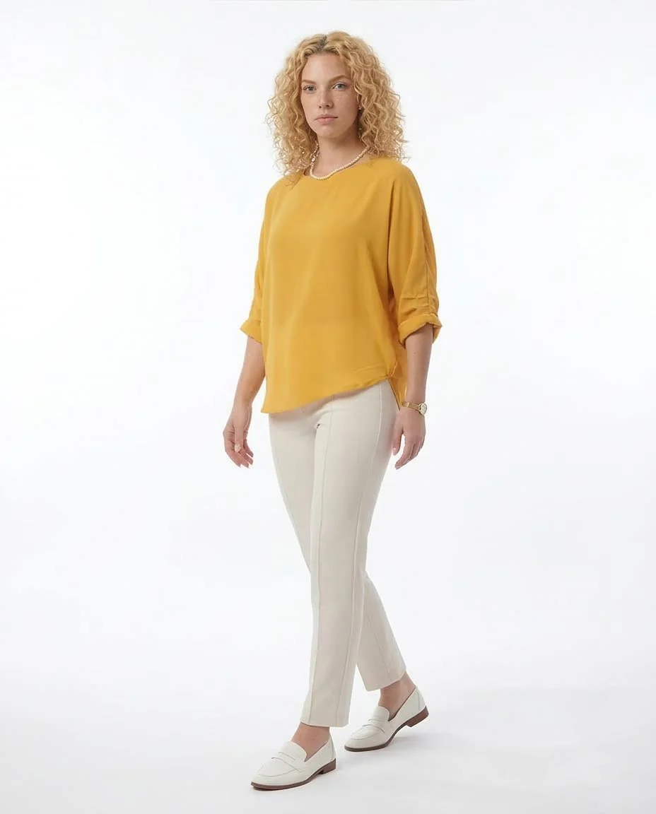 Ravin Women’s Batwing Sleeve Chiffon Blouse – Mustard Yellow - O168790 - Image 5