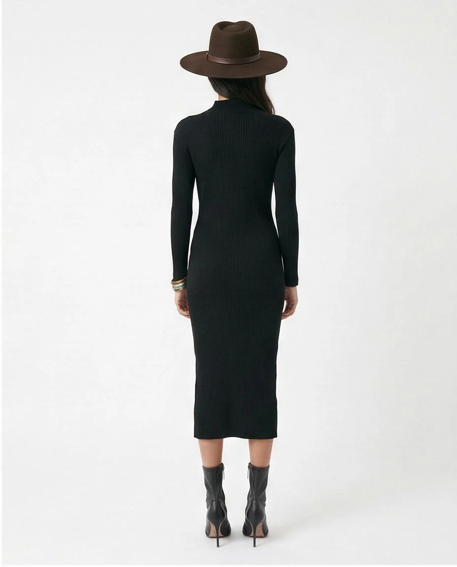 Ravin Ribbed Mock Neck Bodycon Dress in Modern Boho Style - o172553 - Image 2