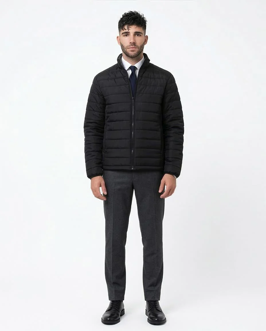 Ravin Men’s Horizontal Quilted Lightweight Puffer Jacket – Black - O173258 - Image 3