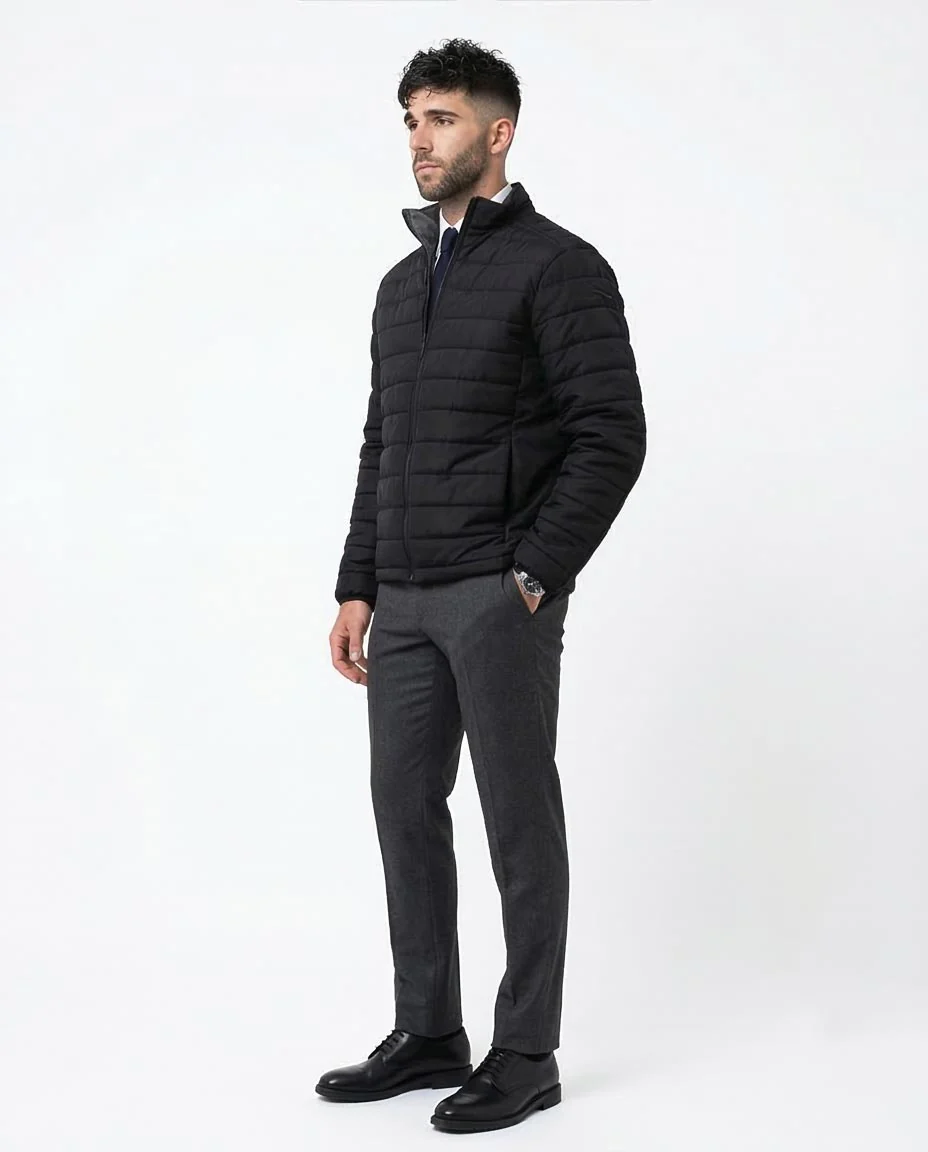 Ravin Men’s Horizontal Quilted Lightweight Puffer Jacket – Black - O173258 - Image 5