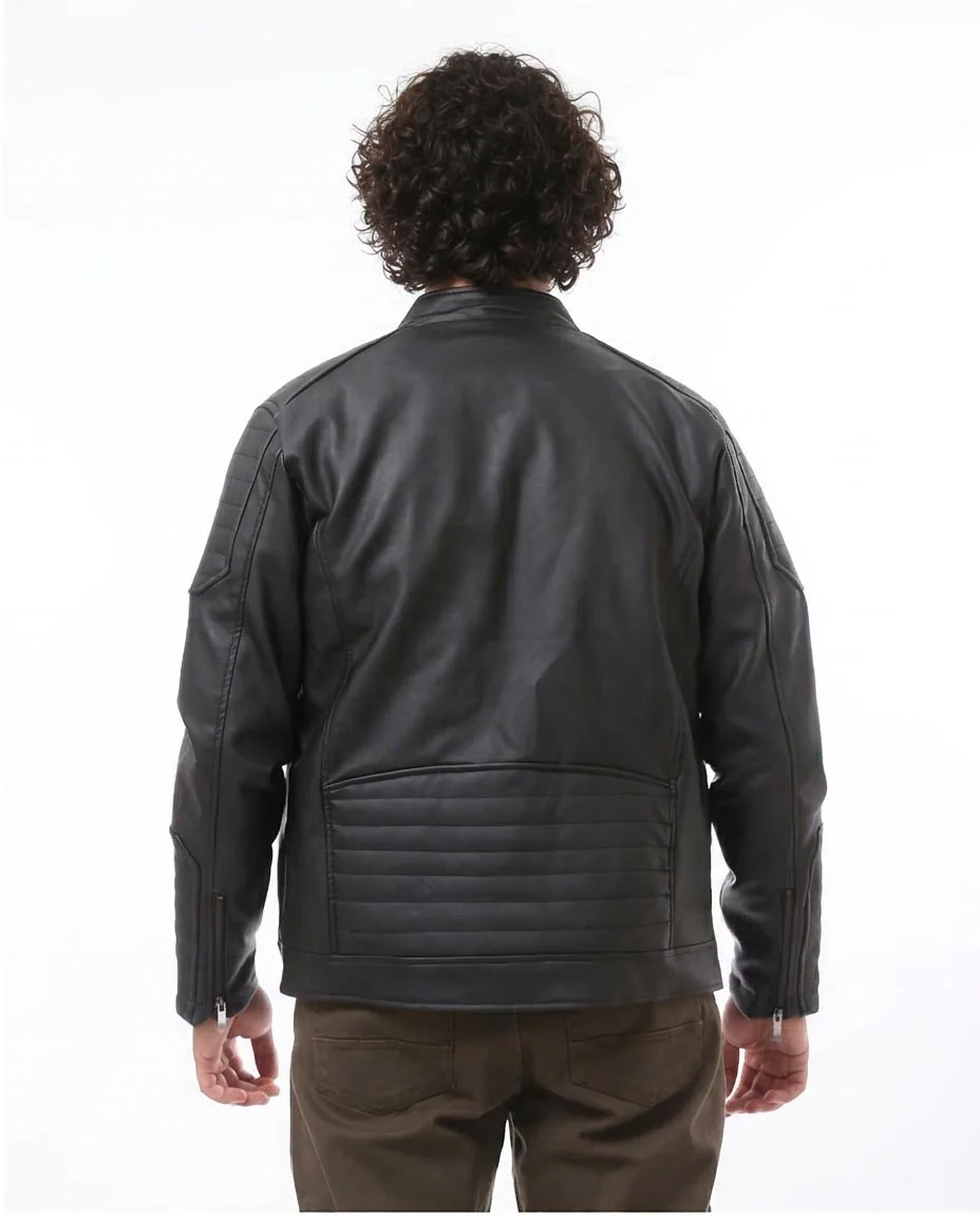 Ravin Men’s Faux-Leather Quilted Biker Jacket – Black - O173262 - Image 2