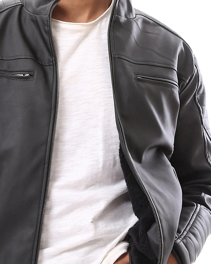 Ravin Men’s Faux-Leather Quilted Biker Jacket – Black - O173262 - Image 4