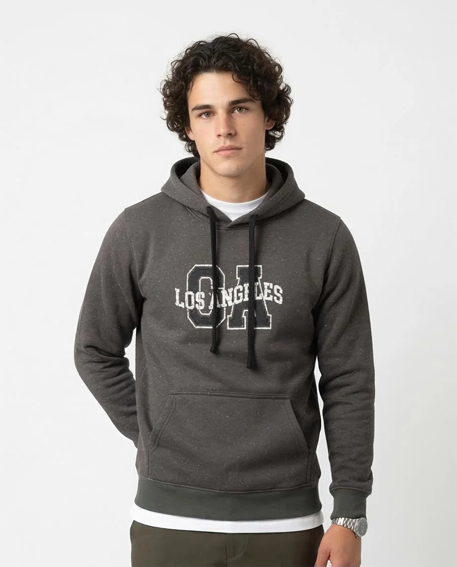 Ravin Men’s LA Graphic Speckled Fleece Hoodie – Charcoal - O173651