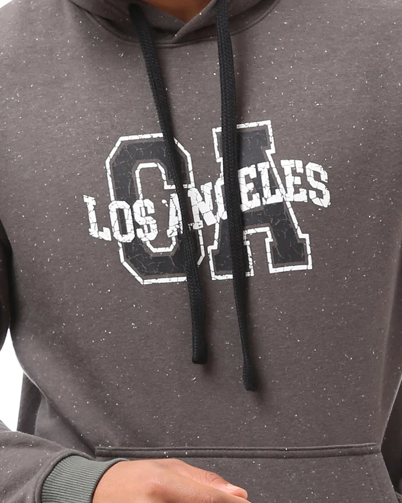 Ravin Men’s LA Graphic Speckled Fleece Hoodie – Charcoal - O173651 - Image 4