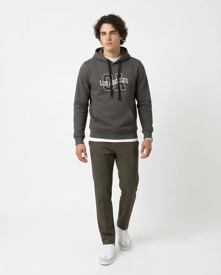 Ravin Men’s LA Graphic Speckled Fleece Hoodie – Charcoal - O173651 - Image 5