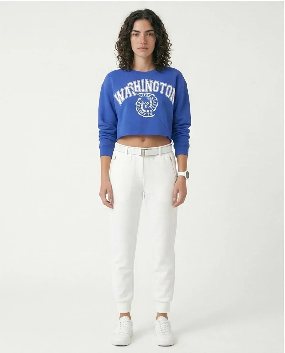 Ravin Women’s Sport Luxe Cropped Washington Graphic Sweatshirt – Royal Blue - o174724 - Image 2