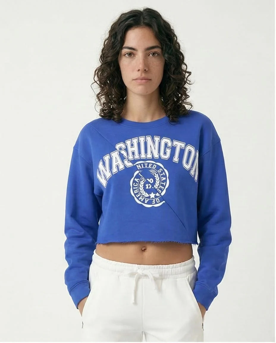 Ravin Women’s Sport Luxe Cropped Washington Graphic Sweatshirt – Royal Blue - o174724 - Image 4