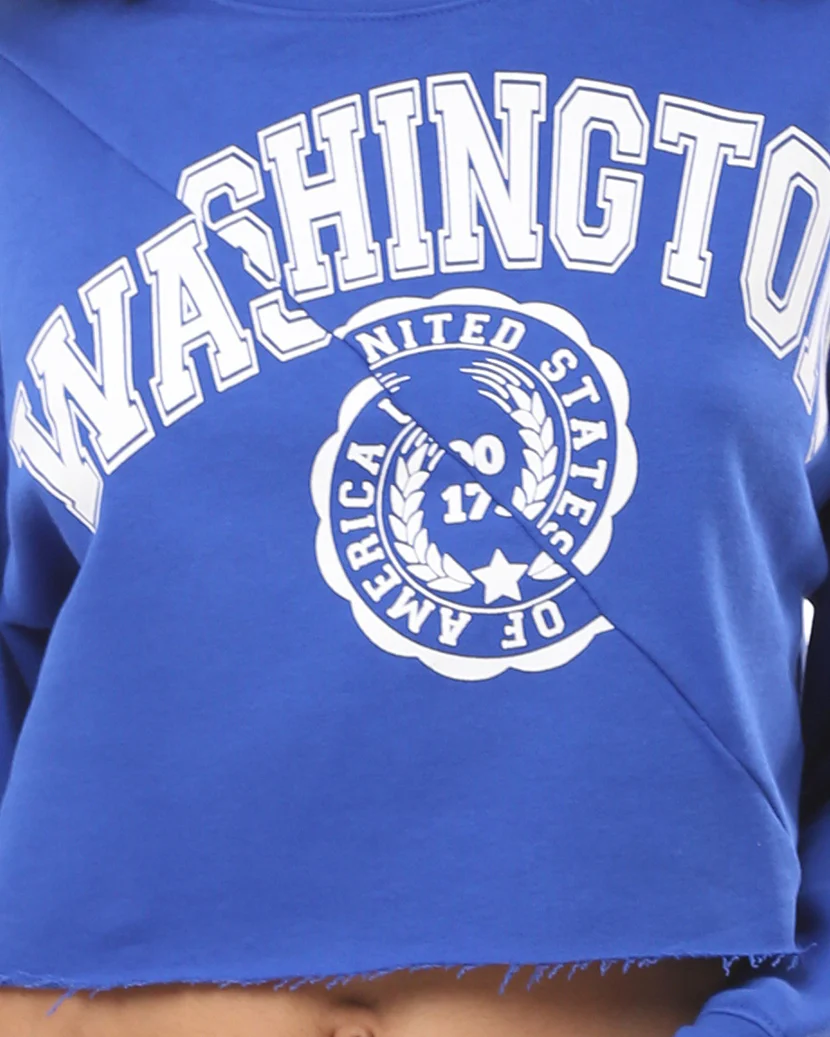 Ravin Women’s Sport Luxe Cropped Washington Graphic Sweatshirt – Royal Blue - o174724 - Image 5