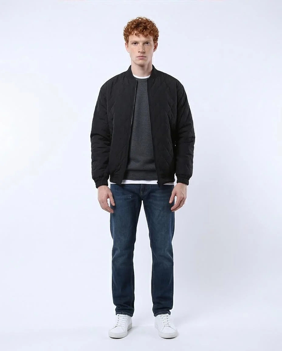 Ravin Men’s Diamond-Quilted Bomber Jacket – Black - O175349 - Image 3