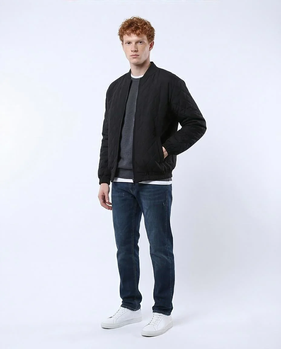 Ravin Men’s Diamond-Quilted Bomber Jacket – Black - O175349 - Image 5