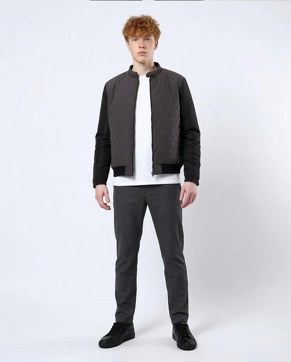 Ravin | Men's Mixed-Media Diamond Quilted Bomber Jacket - O175898 - Image 3