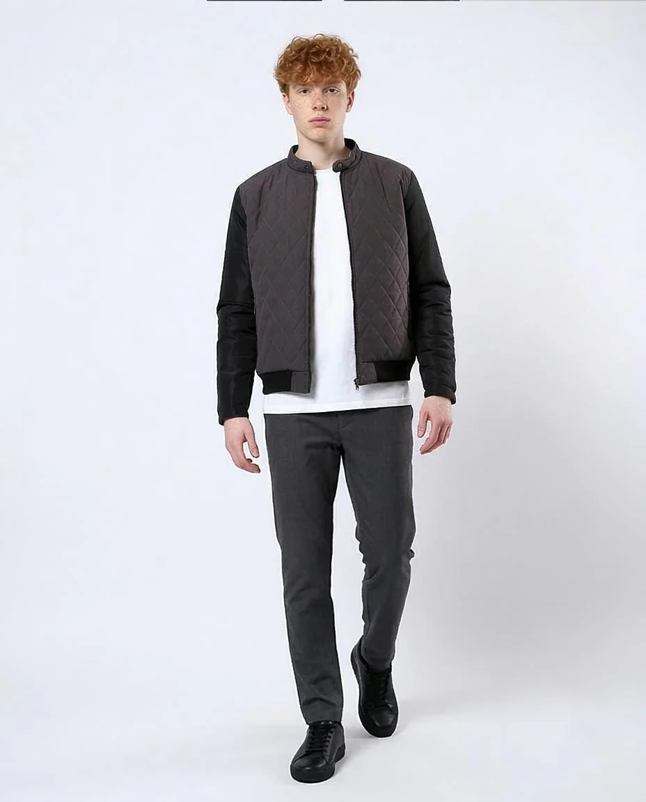 Ravin | Men's Mixed-Media Diamond Quilted Bomber Jacket - O175898 - Image 5