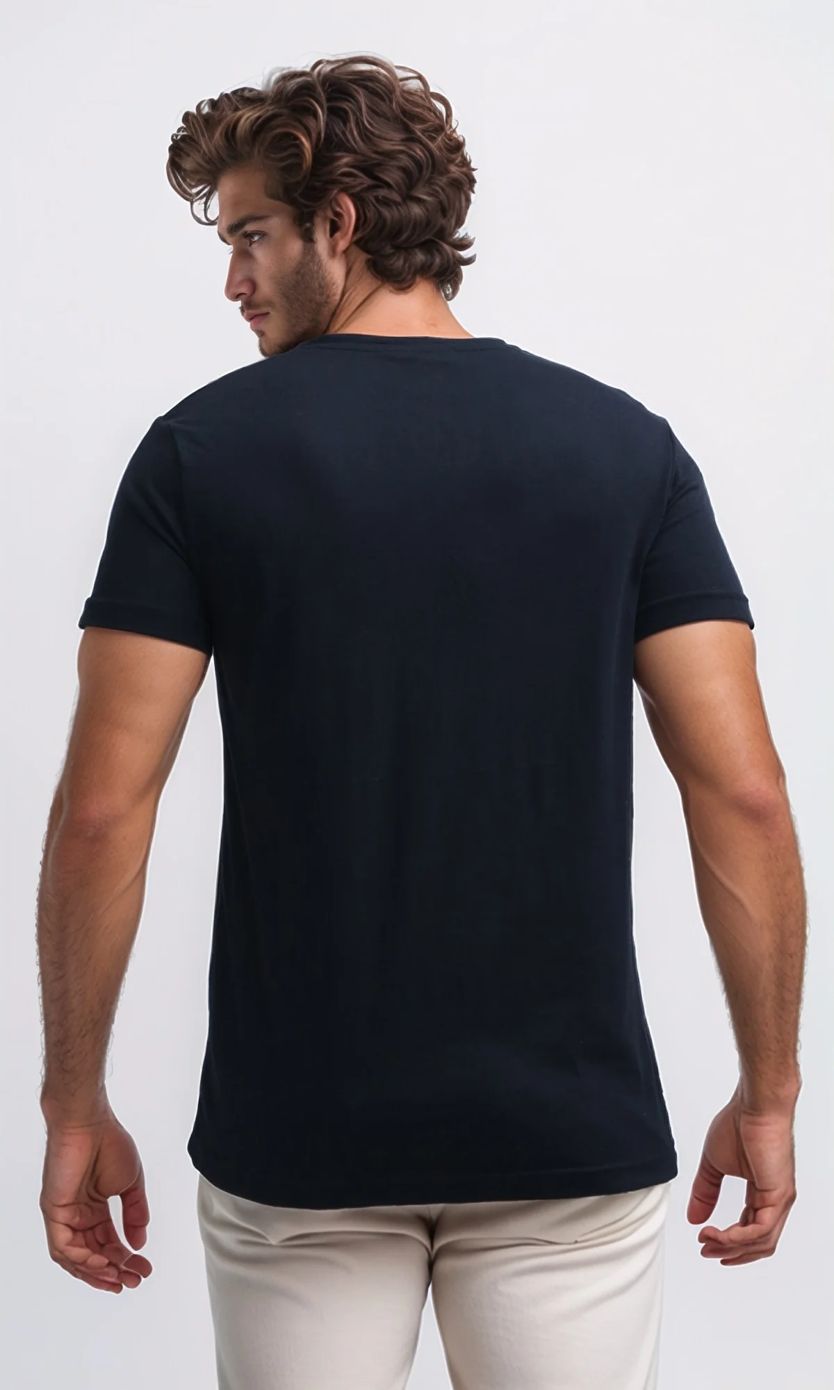 O178950 Slip On Cotton Tee with Short Sleeves - Black - Image 3