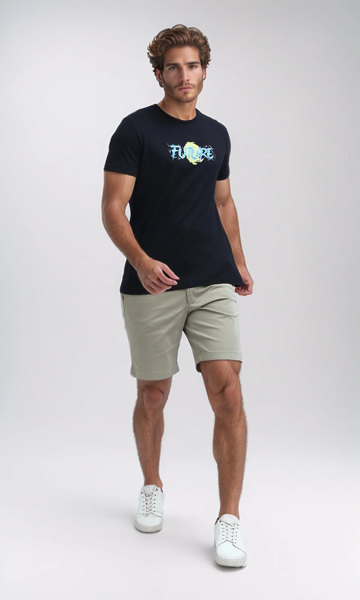 O178951 Printed "Future" Short Sleeves Cotton Tee - Black - Image 6