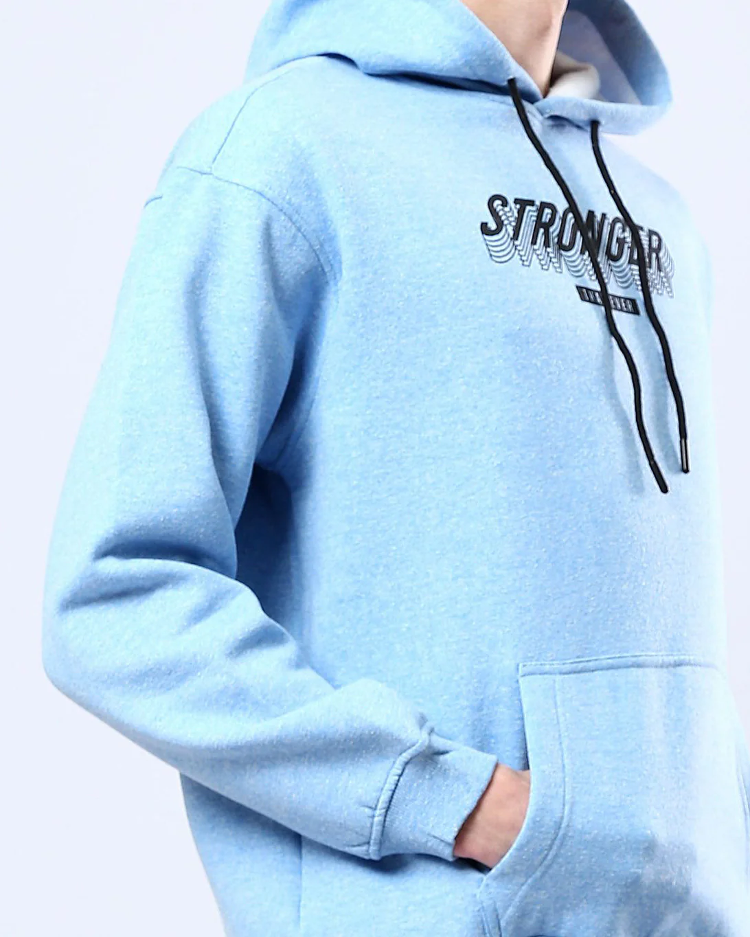 Ravin Men's "Stronger Than Ever" Marl Fleece Hoodie – Light Blue - o179375 - Image 4