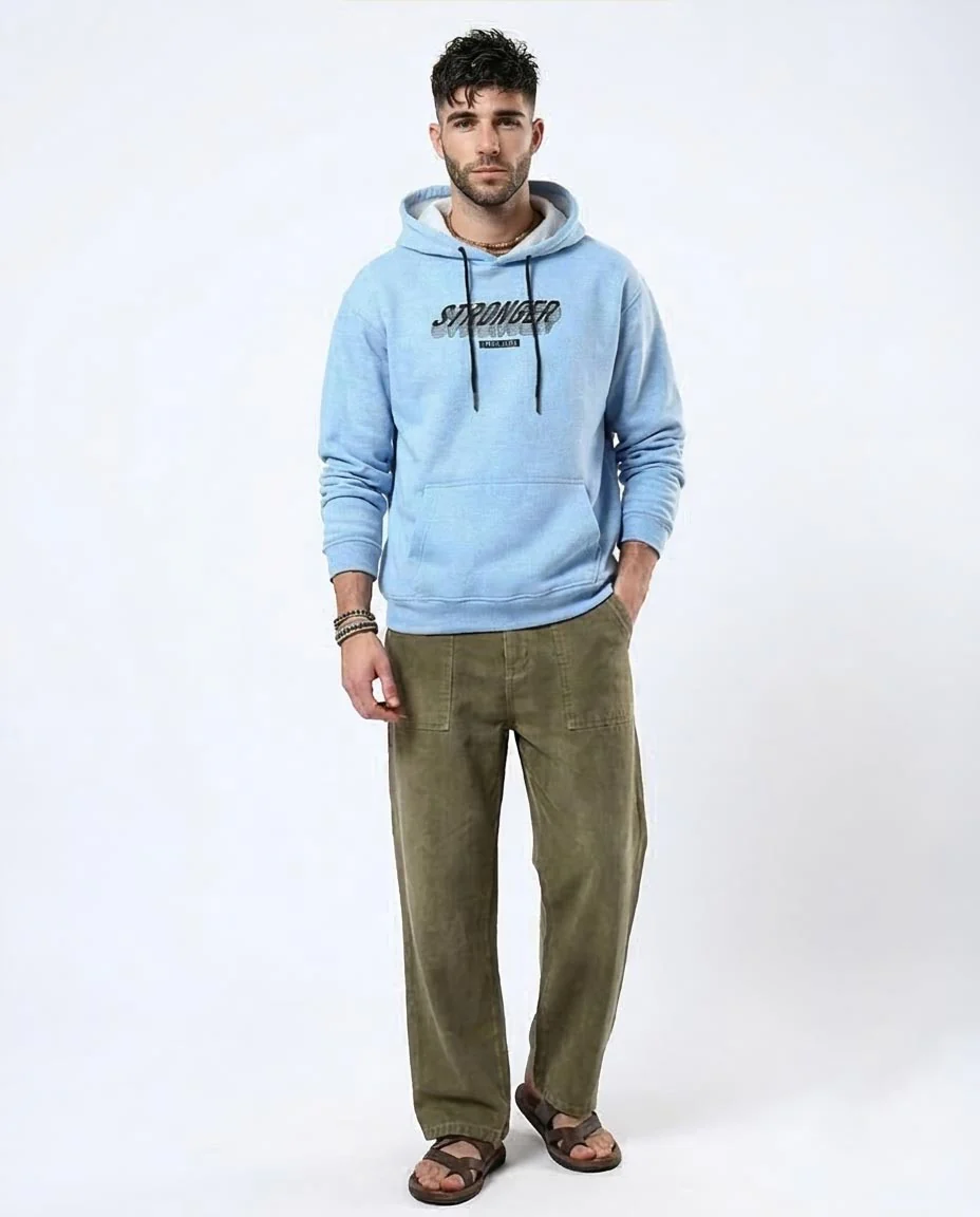 Ravin Men's "Stronger Than Ever" Marl Fleece Hoodie – Light Blue - o179375 - Image 5