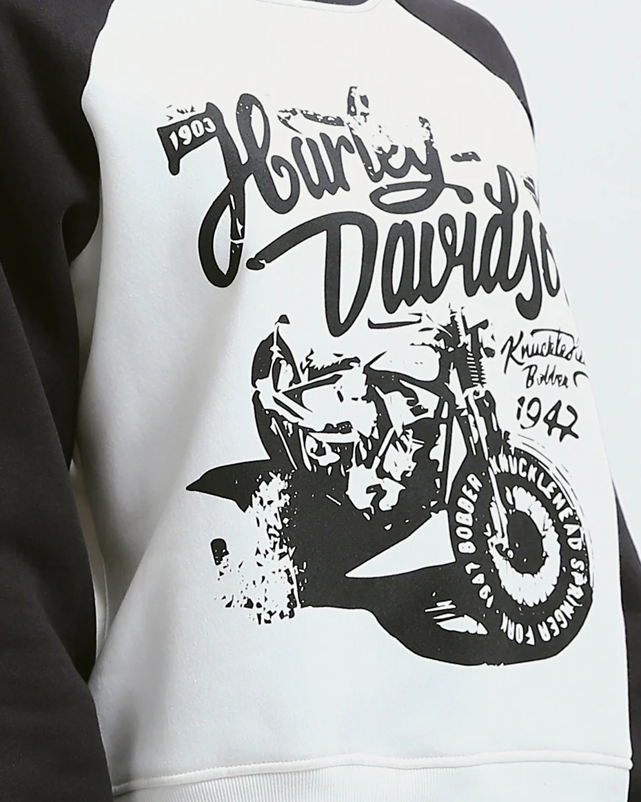 Ravin Vintage Harley-Davidson Graphic Raglan Sweatshirt – Black & White - o179920 - Image 4