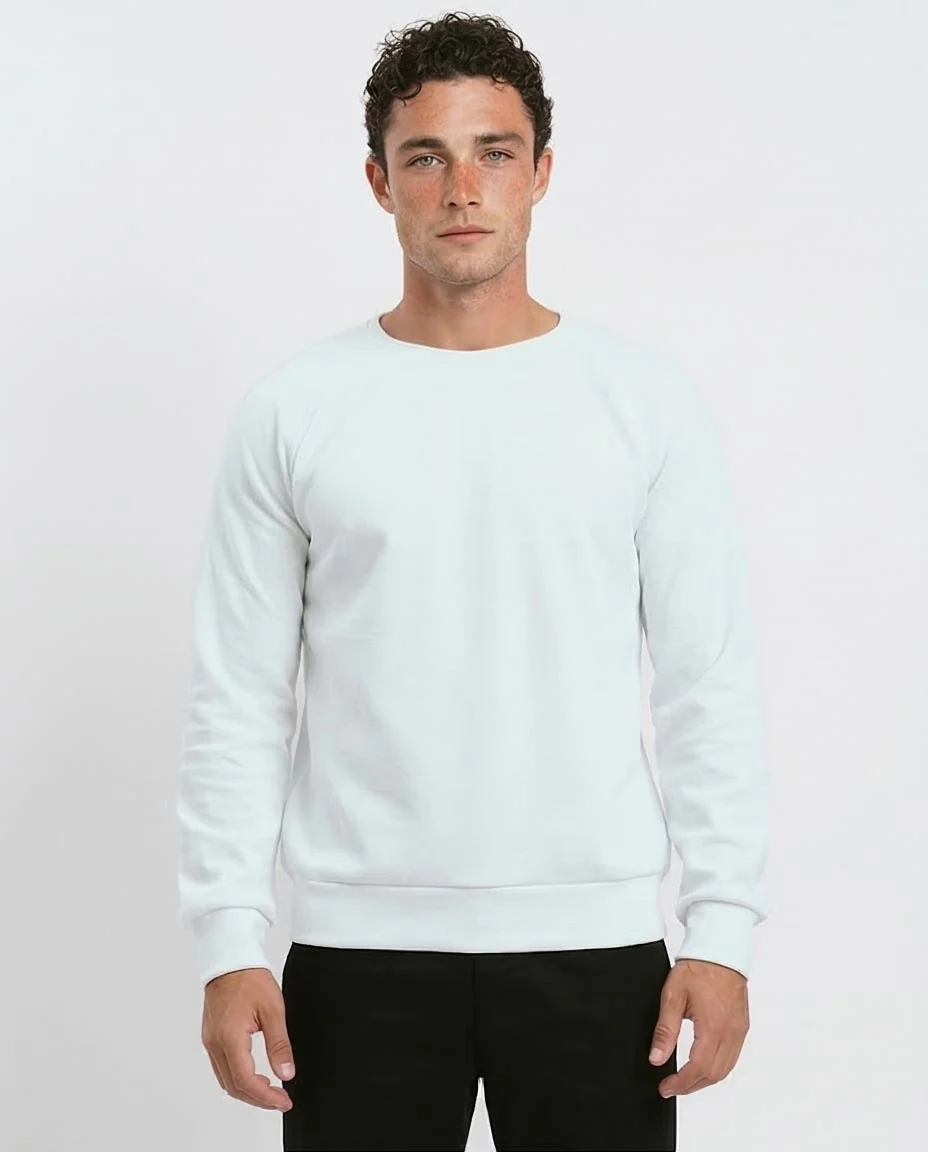 Ravin Essential Waffle-Knit Sweatshirt in Arctic White - o180395