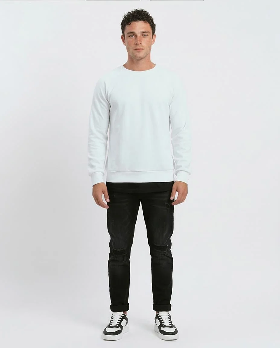 Ravin Essential Waffle-Knit Sweatshirt in Arctic White - o180395 - Image 3
