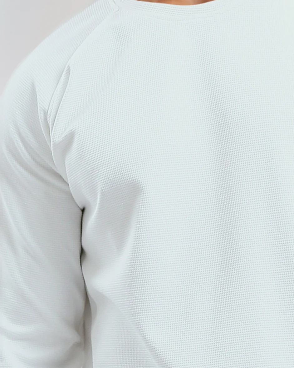Ravin Essential Waffle-Knit Sweatshirt in Arctic White - o180395 - Image 4