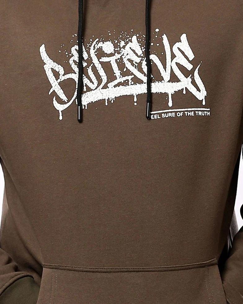 Ravin Men's "Believe" Graphic Hoodie – Earth Brown with Contrast Ribbing - o180396 - Image 4