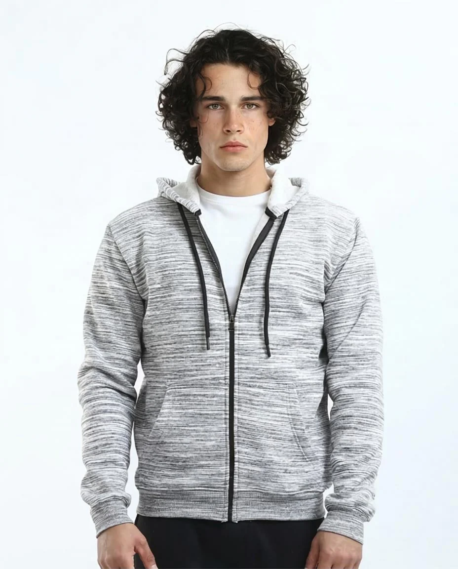 Ravin Men’s Space-Dye Sherpa-Lined Zip-Up Hoodie - o180398
