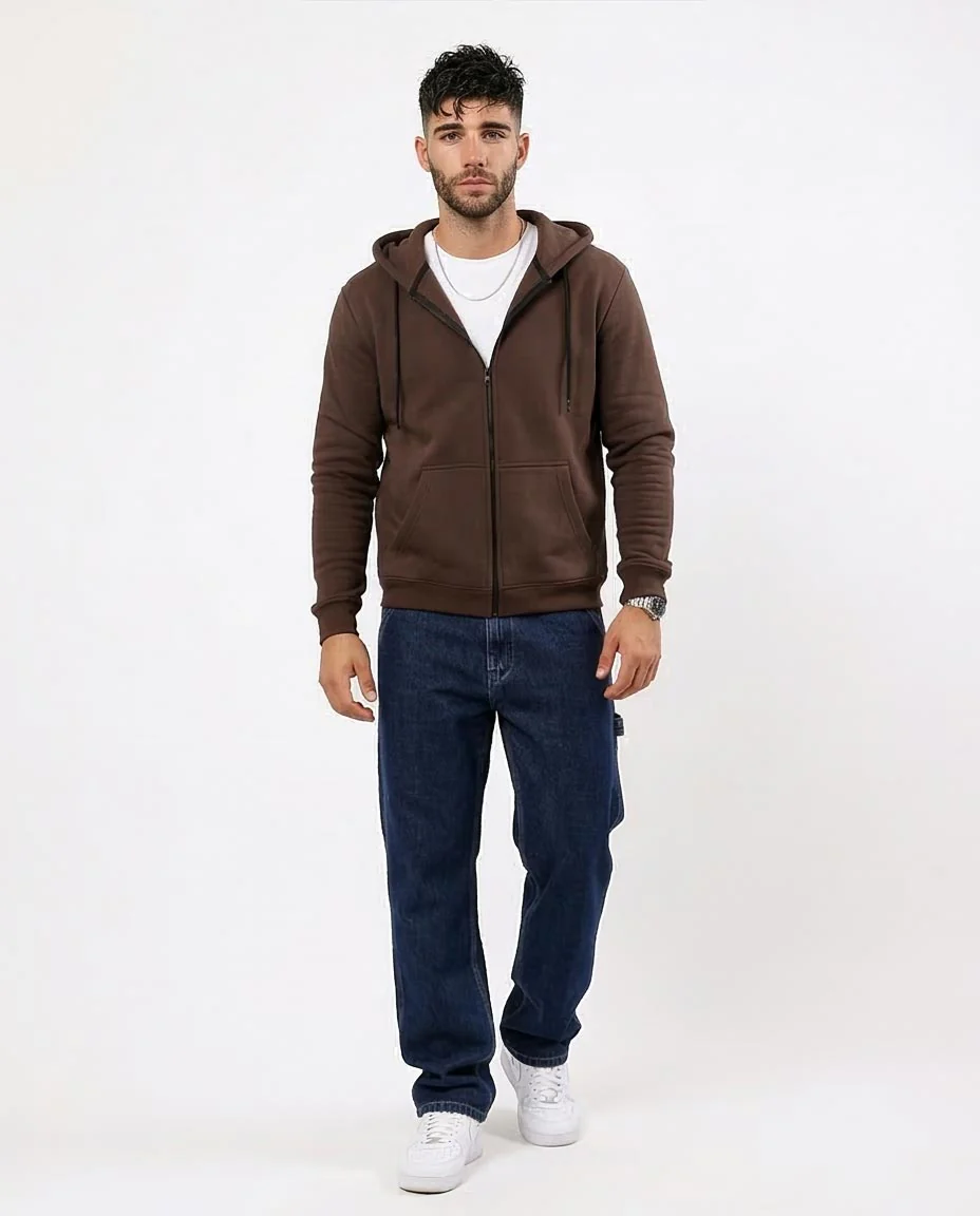 Ravin Men’s Premium Zip-Up Fleece Hoodie – Deep Cocoa - O180399 - Image 3