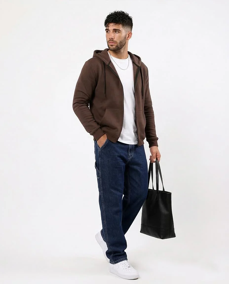 Ravin Men’s Premium Zip-Up Fleece Hoodie – Deep Cocoa - O180399 - Image 5