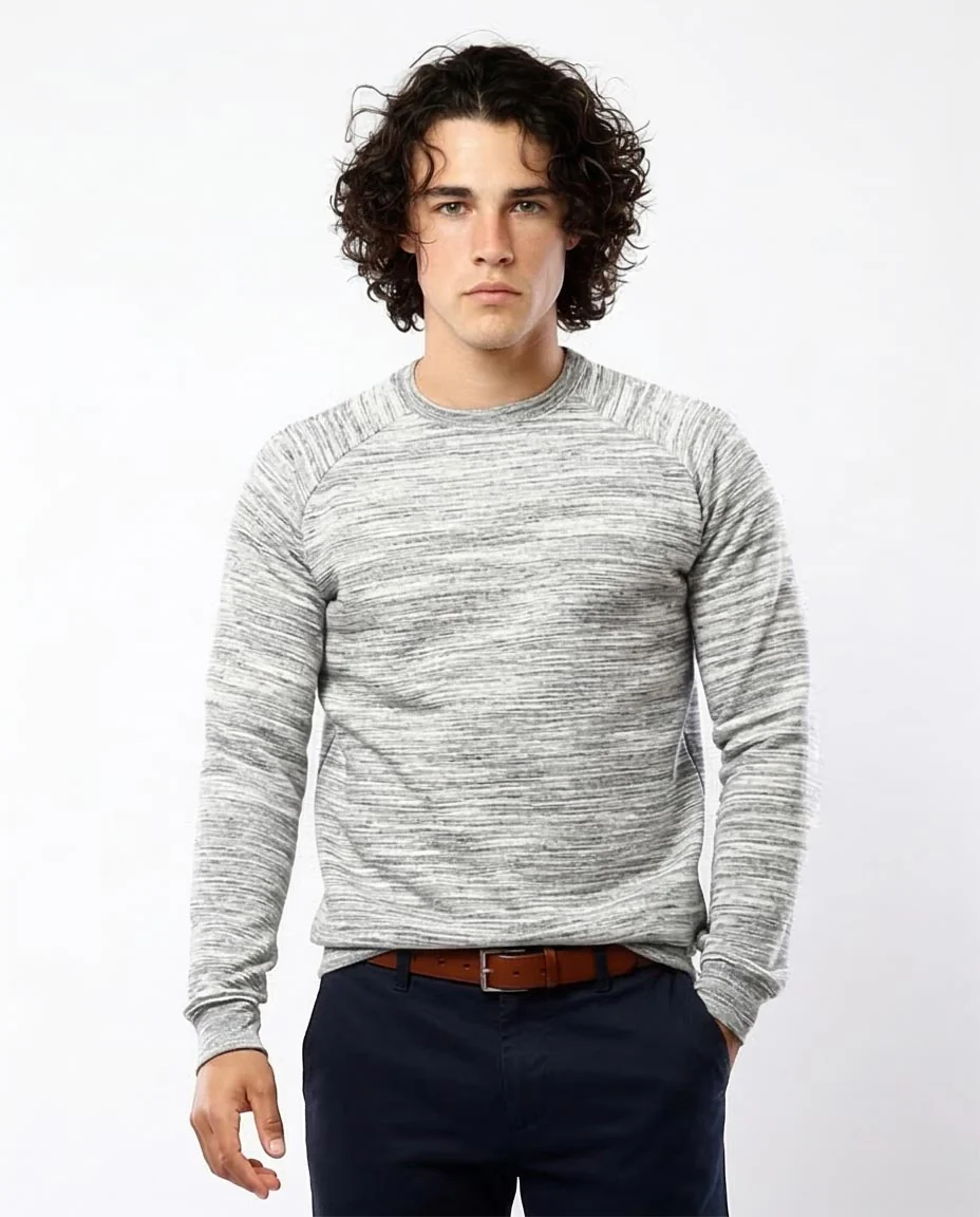 Ravin Men’s Space-Dye Raglan Crewneck Sweatshirt - Grey - o180400