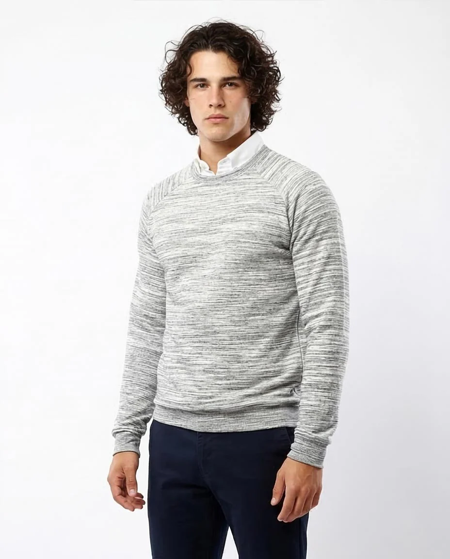 Ravin Men’s Space-Dye Raglan Crewneck Sweatshirt - Grey - o180400 - Image 5