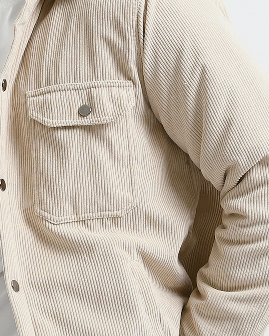 Ravin Oversized Corduroy Shacket in Cream - O180571 - Image 4