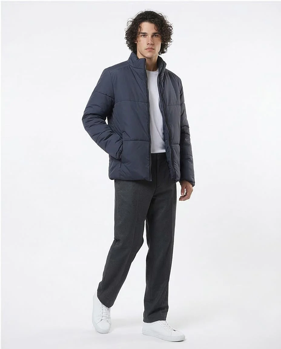 Ravin Men’s Essential Lightweight Quilted Puffer Jacket - Dark Grey - O180579 - Image 5
