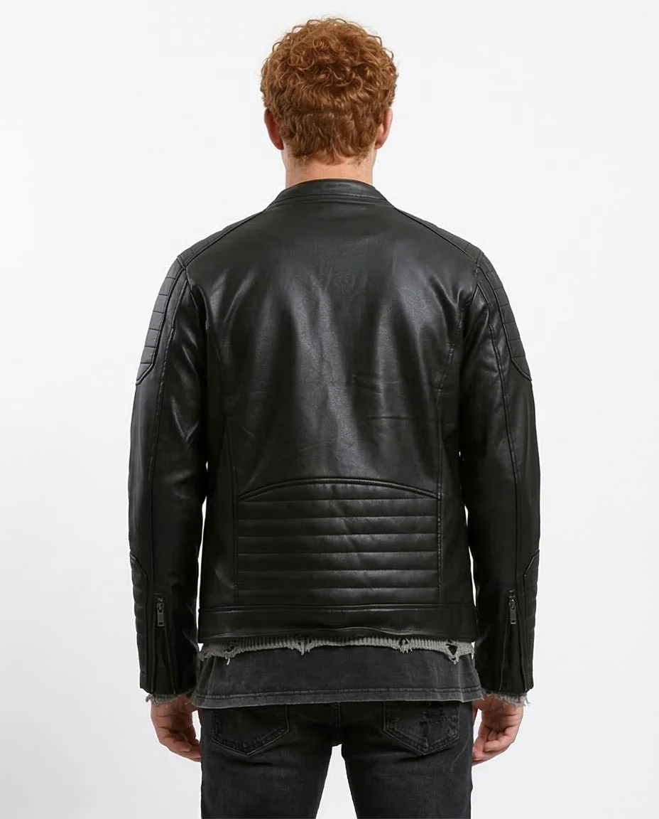 Ravin Men’s Quilted Moto Faux-Leather Jacket - Black - O180581 - Image 2