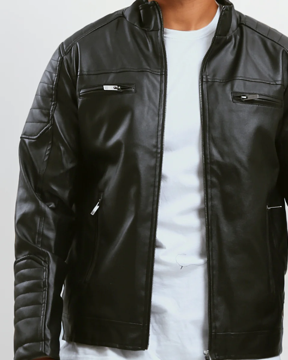 Ravin Men’s Quilted Moto Faux-Leather Jacket - Black - O180581 - Image 4