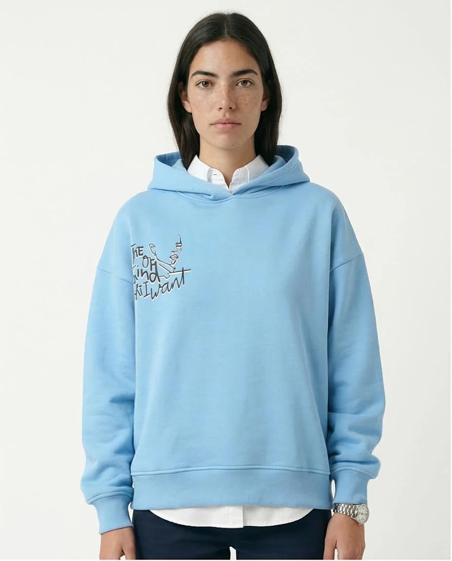 Ravin Artistic Graphic Oversized Hoodie in Sky Blue - O180770