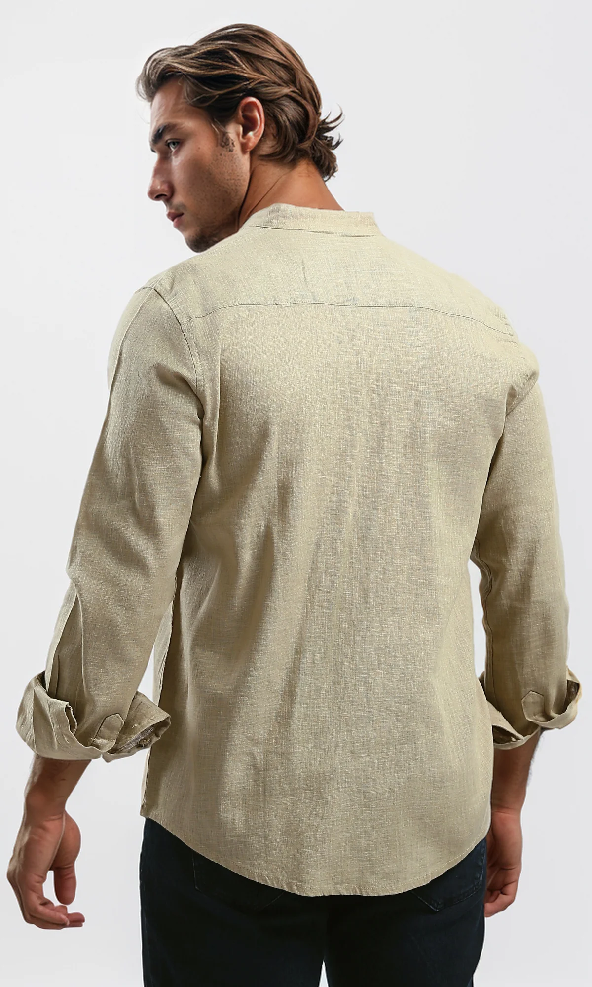 O181029 Regular Fit Coffe Shirt With Full Buttons - Image 2