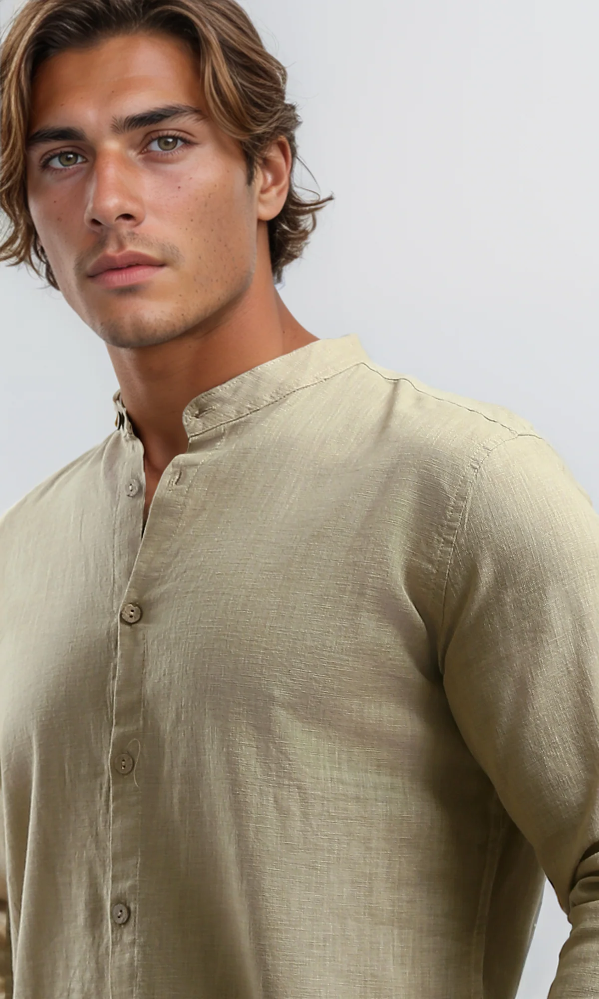 O181029 Regular Fit Coffe Shirt With Full Buttons - Image 3