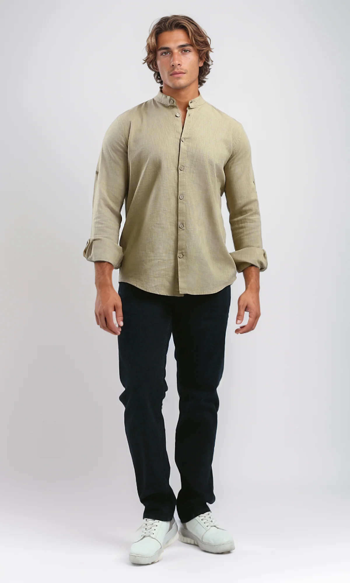 O181029 Regular Fit Coffe Shirt With Full Buttons - Image 5