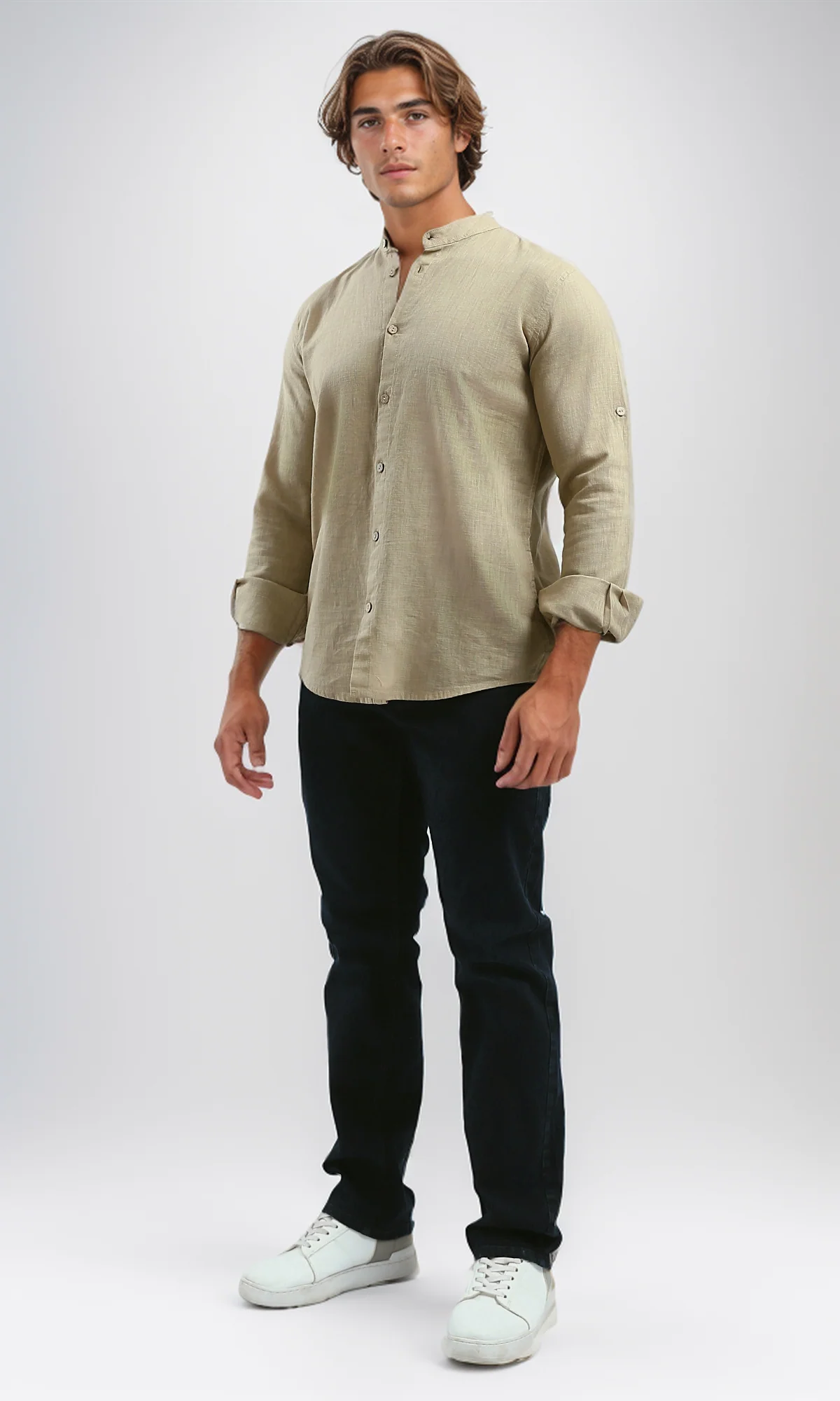 O181029 Regular Fit Coffe Shirt With Full Buttons - Image 6