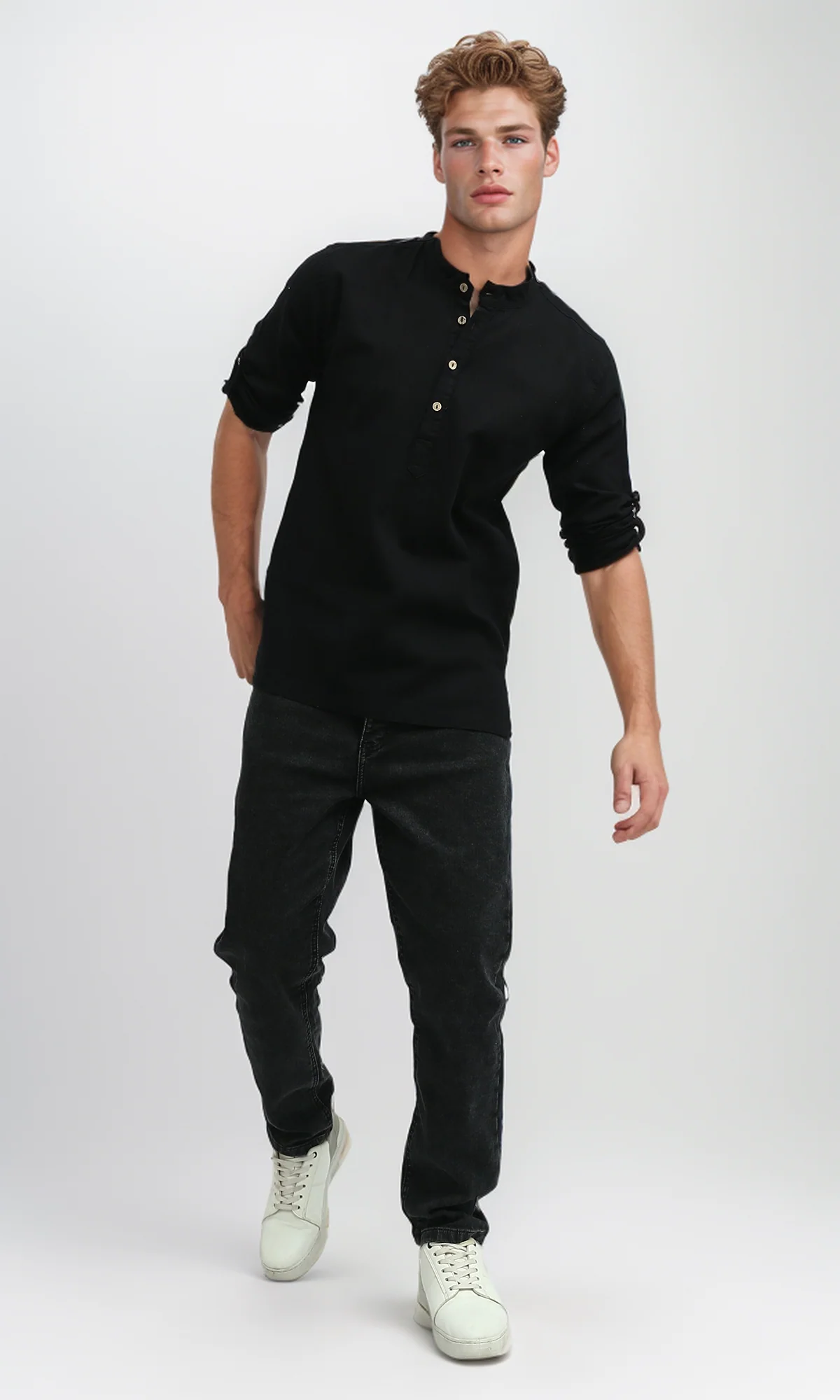 O181030 Long Sleeve Black Casual Shirt - Image 6