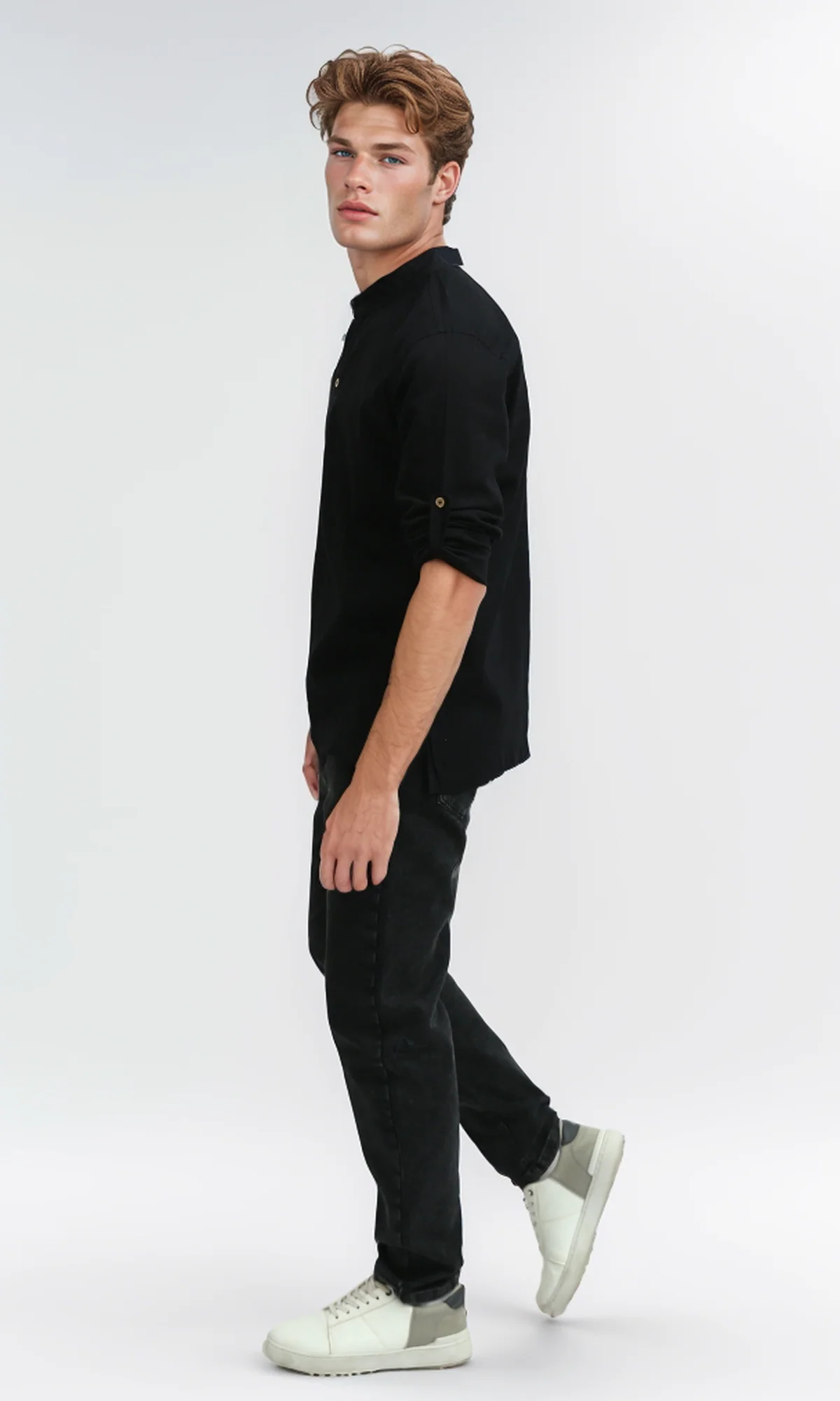 O181030 Long Sleeve Black Casual Shirt - Image 7