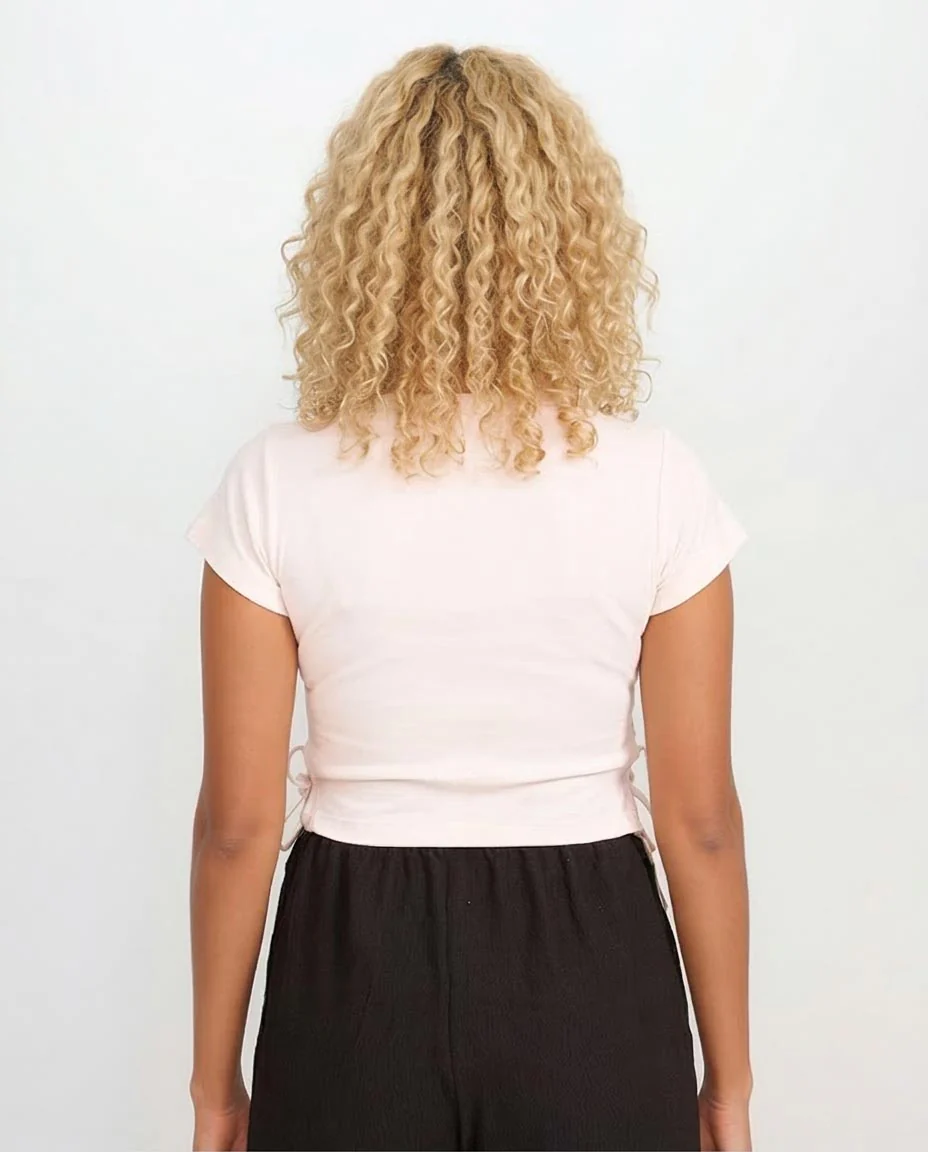 Ravin Women’s Side-Tie Graphic Crop Top – "Optimism" Butterfly Print - Off White - O181660 - Image 2