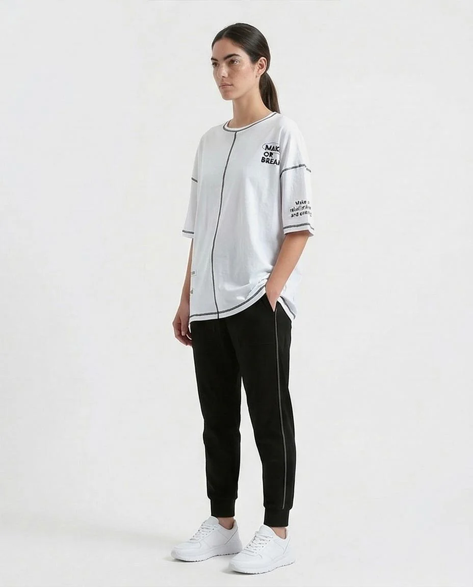 Ravin | "Make or Break" Oversized Contrast Stitch Tee - O181662 - Image 4