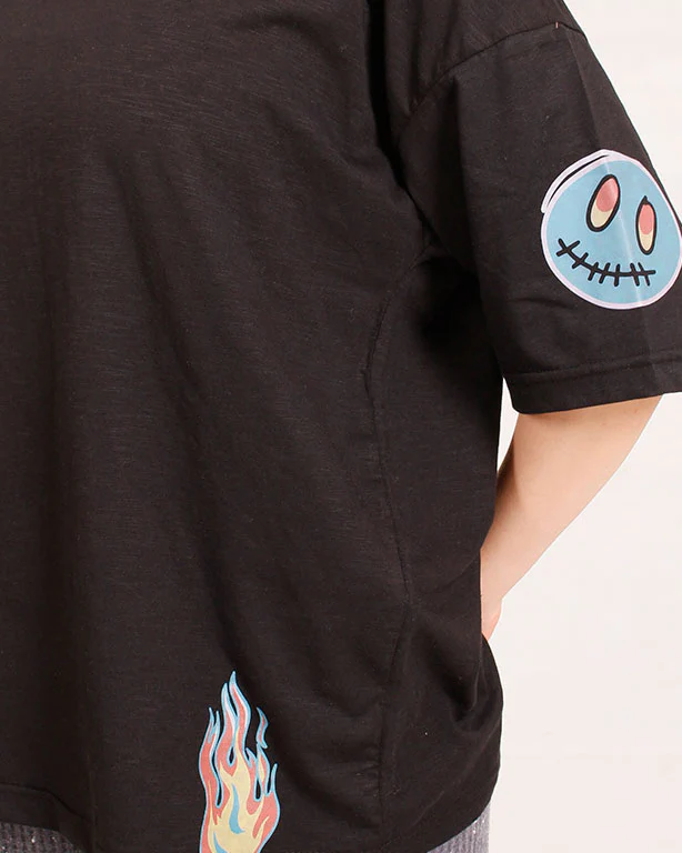 RAVIN | "Boundary Dispute" Oversized Graphic Street Teet - Black - O181671 - Image 4