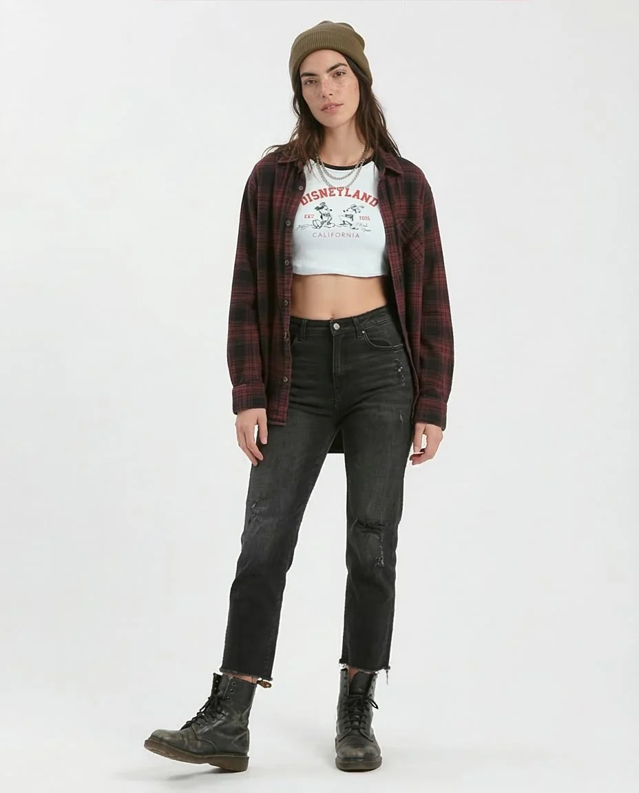 Ravin Women's Disneyland Graphic Raglan Crop Top with Sleeve Ties – Black/White - o181679 - Image 5
